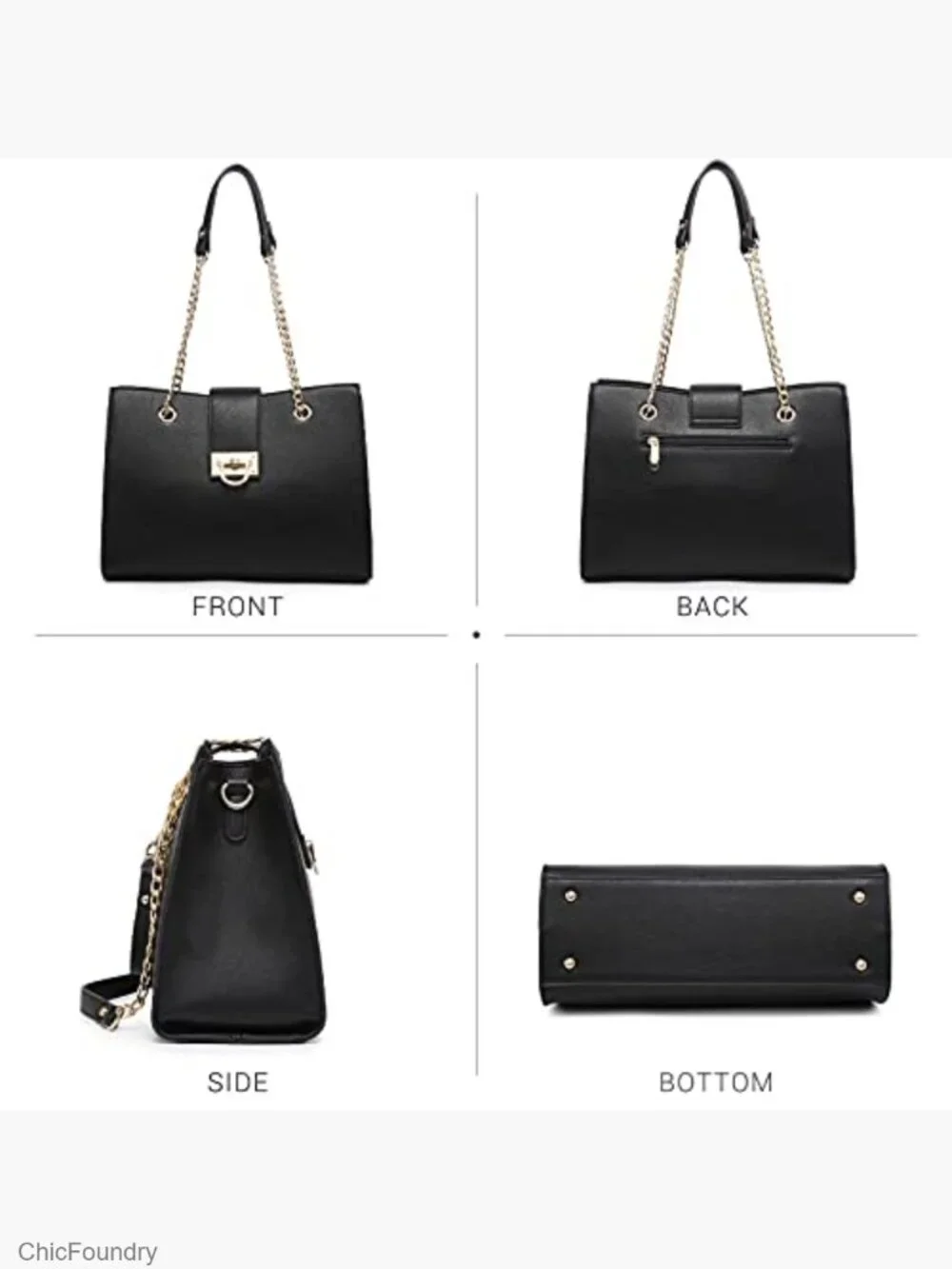 Faux Leather Satchel Tote Hobo Bag with Matching Clutch